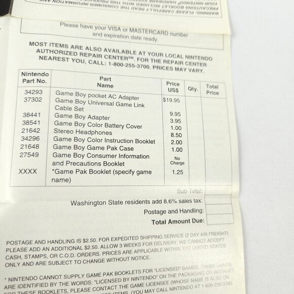 Gameboy Color Nintendo Instruction Booklet Console Manual Handheld - Picture 6 of 6